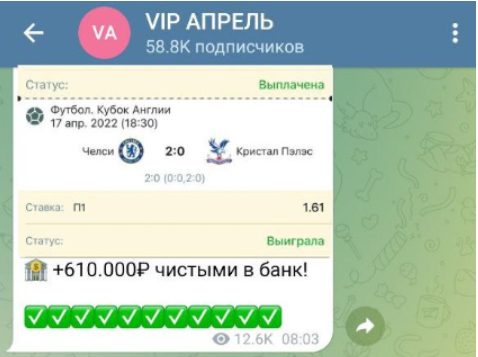 Статистика прогнозов VIP Апрель