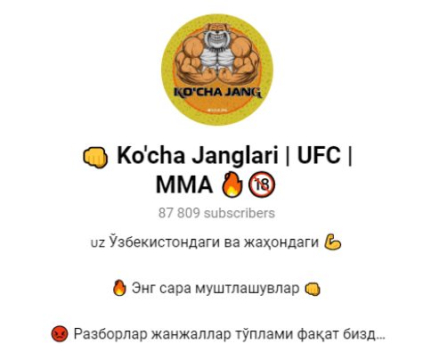 Телеграмм Ko’cha Janglari UFC MMA