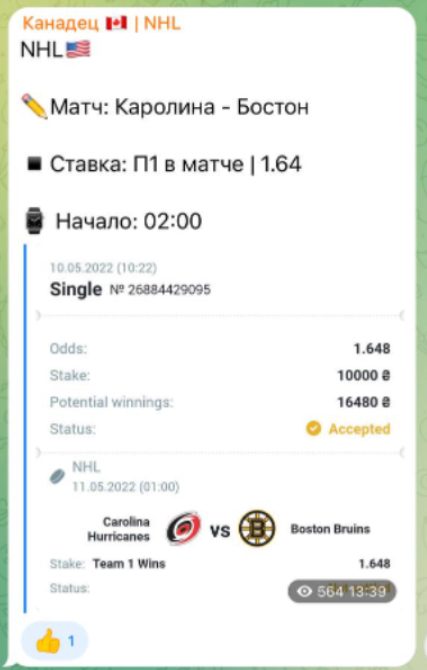 Телеграмм-канал Канадец NHL: ставки