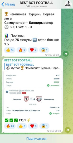 BEST BOT FOOTBALL статистика