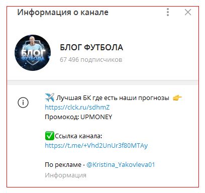 Блог Футбола информация о канале