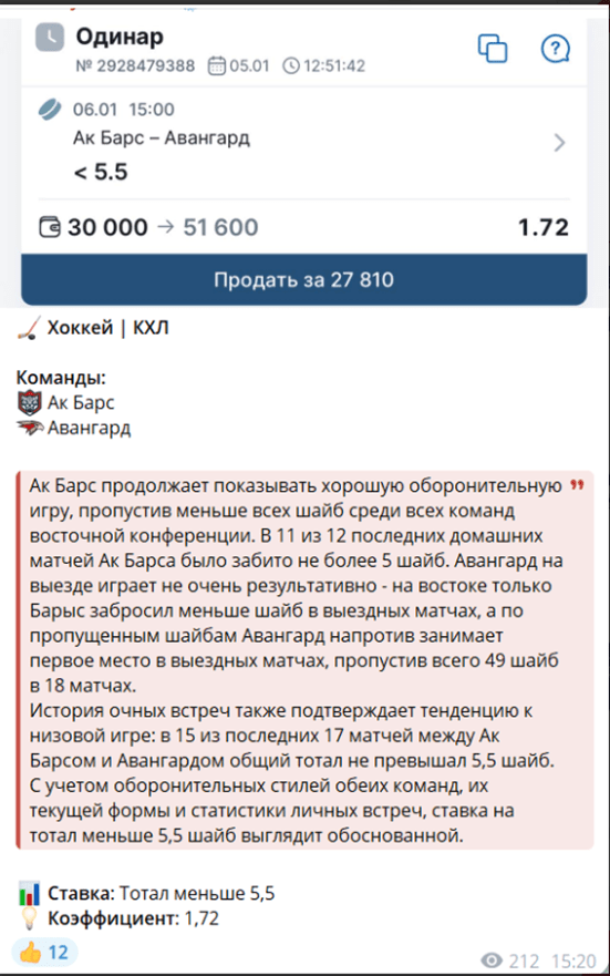 hockey bets zone телеграм канал