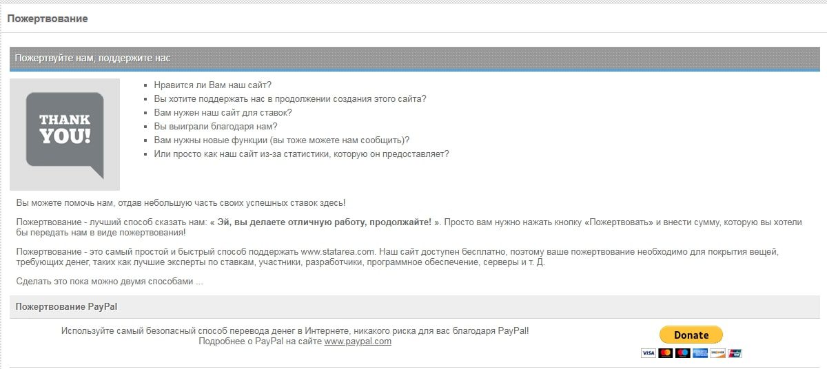 О донатах на сайте Statarea.com