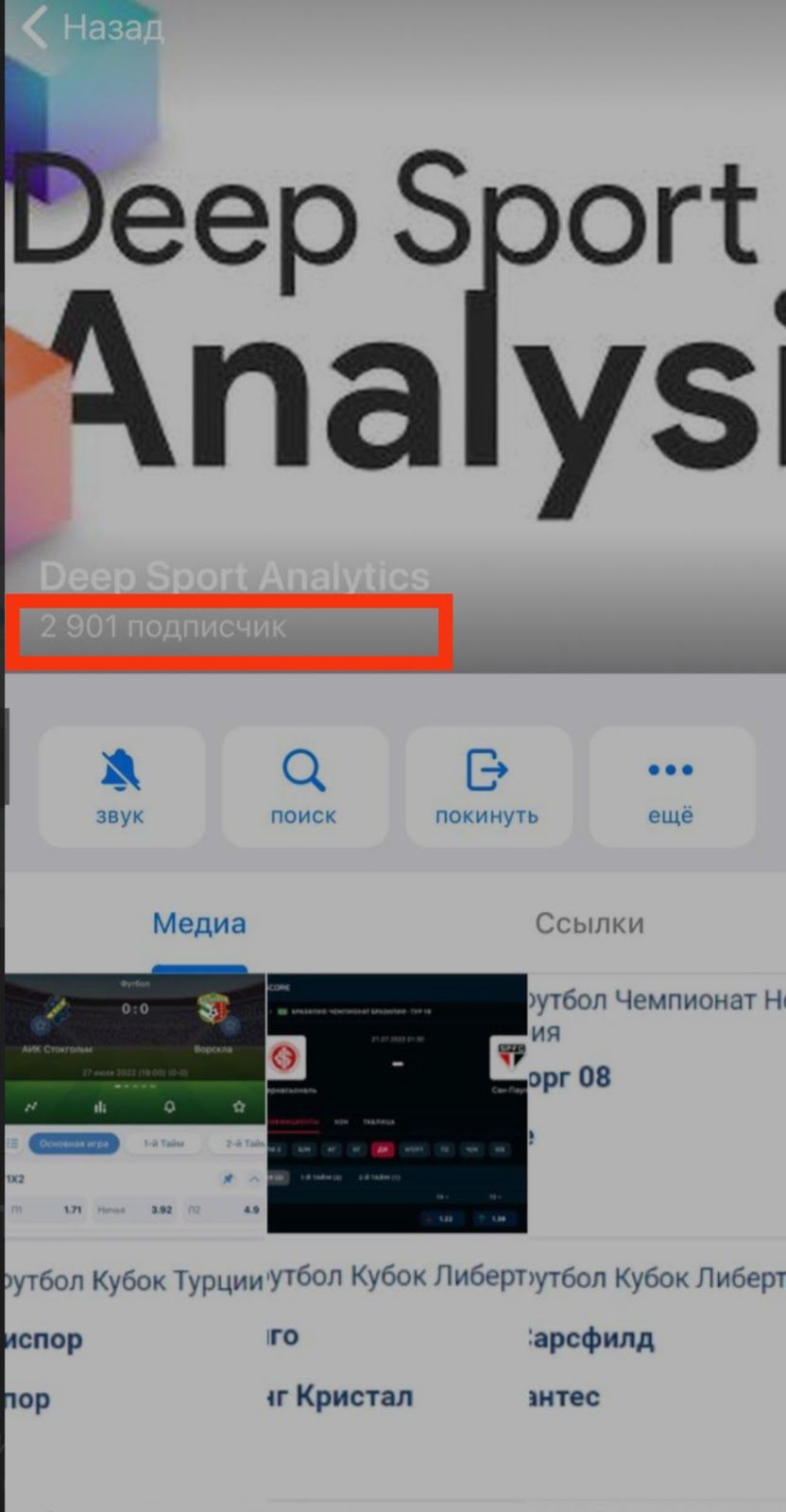 Телеграмм Deep sport analytics