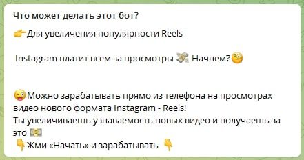 Insta Reels BOT - плата за просмотры