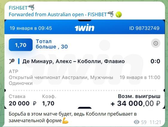 Fishbet телеграм пост прогноз