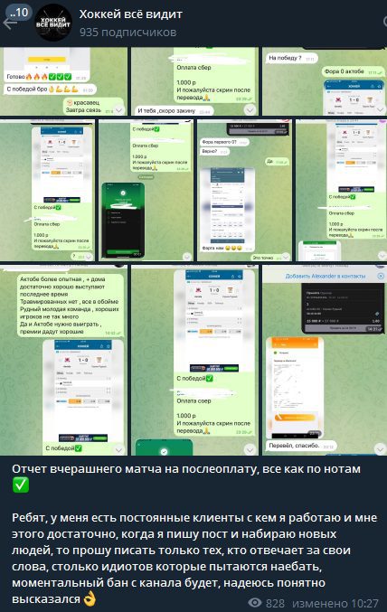 Отзывы о Хоккей все видит Телеграмм