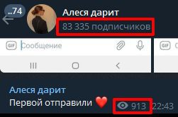 Алеся Дарит в Телеграмме - просмотры и подписчики