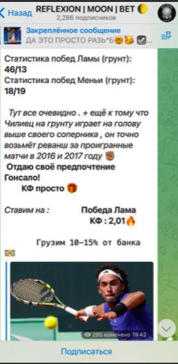 Reflexion Moon Bet в Телеграм - статистика