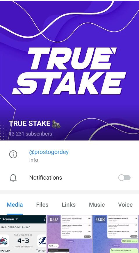 True Stake в Телеграмм канале