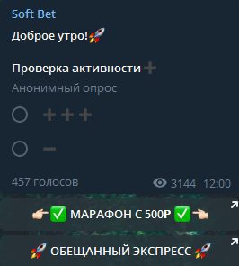 Проверка активности в Телеграмм Soft Bet