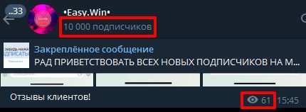 Просмотры и подписчики Телеграмм Easy Win