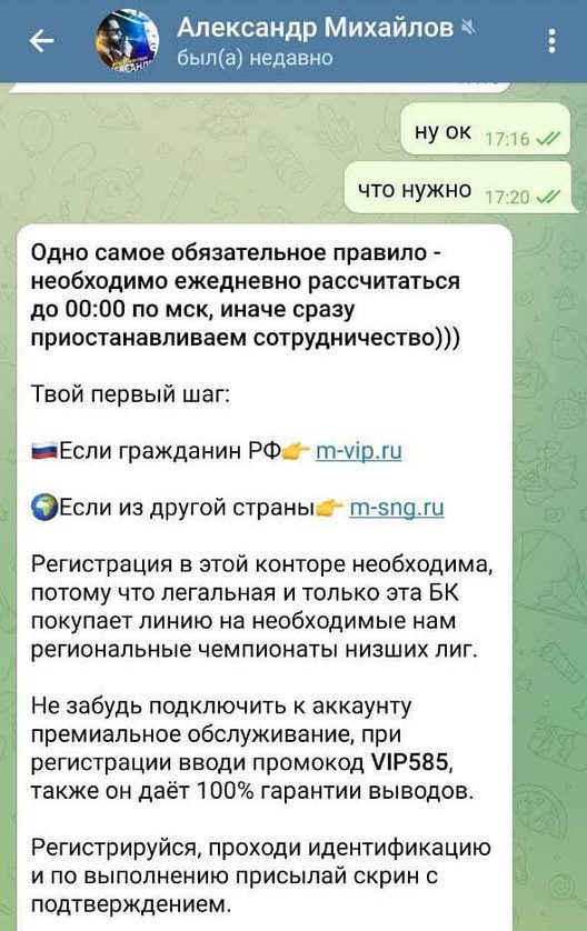 Регистрация в БК в Телеграмм Soft Bet Александра Михайлова