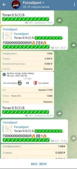 FORZASPORT Telegram - ставки на спорт