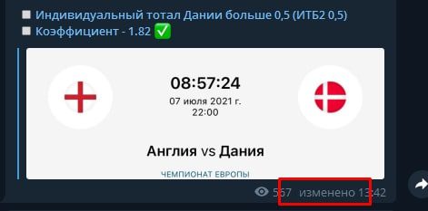 Телеграмм каппера Футбольный маньяк - корректировка прогнозов