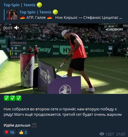 Отчет Top Spin в Телеграмм