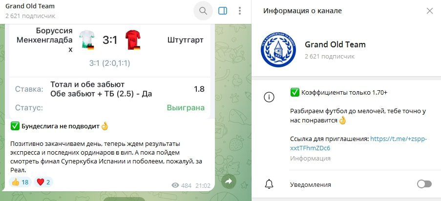 Grand Old Team телеграм пост прогноз