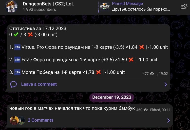 Dungeon Bets телеграм пост