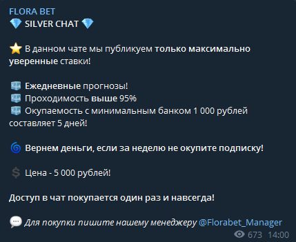 Цена услуг каппера Flora Bet