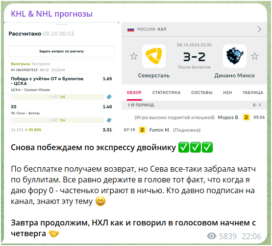 khl nhl прогнозы телеграмм канал