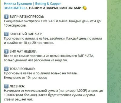 Никита Буханцев ВИП чаты