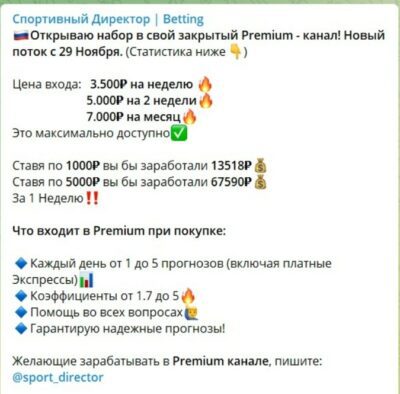 Проект СПОРТИВНЫЙ ДИРЕКТОР BETTING