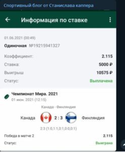 Спортивный блог от Станислава каппера ставка