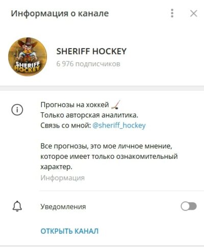 Телеграмм канал SHERIFF HOCKEY